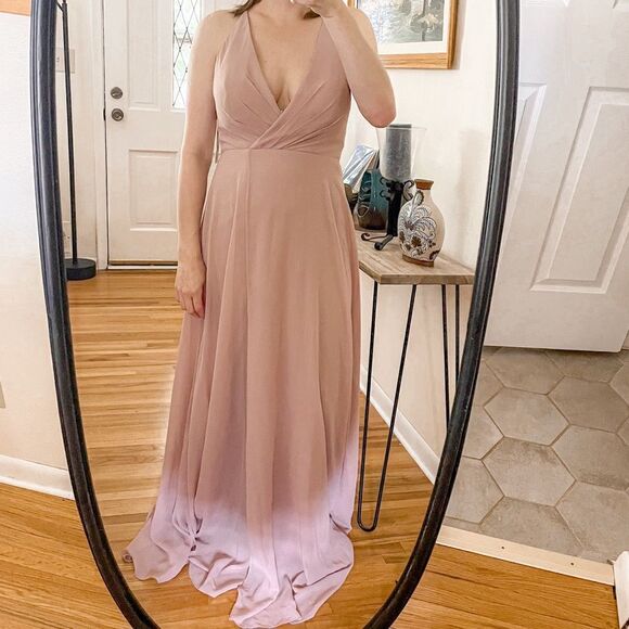 Jenny Yoo Collection Bridesmaid Chiffon Maxi Dress Blush - Picture 1 of 9